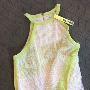 NWT Do+BE halter dress white & lime fun  texture